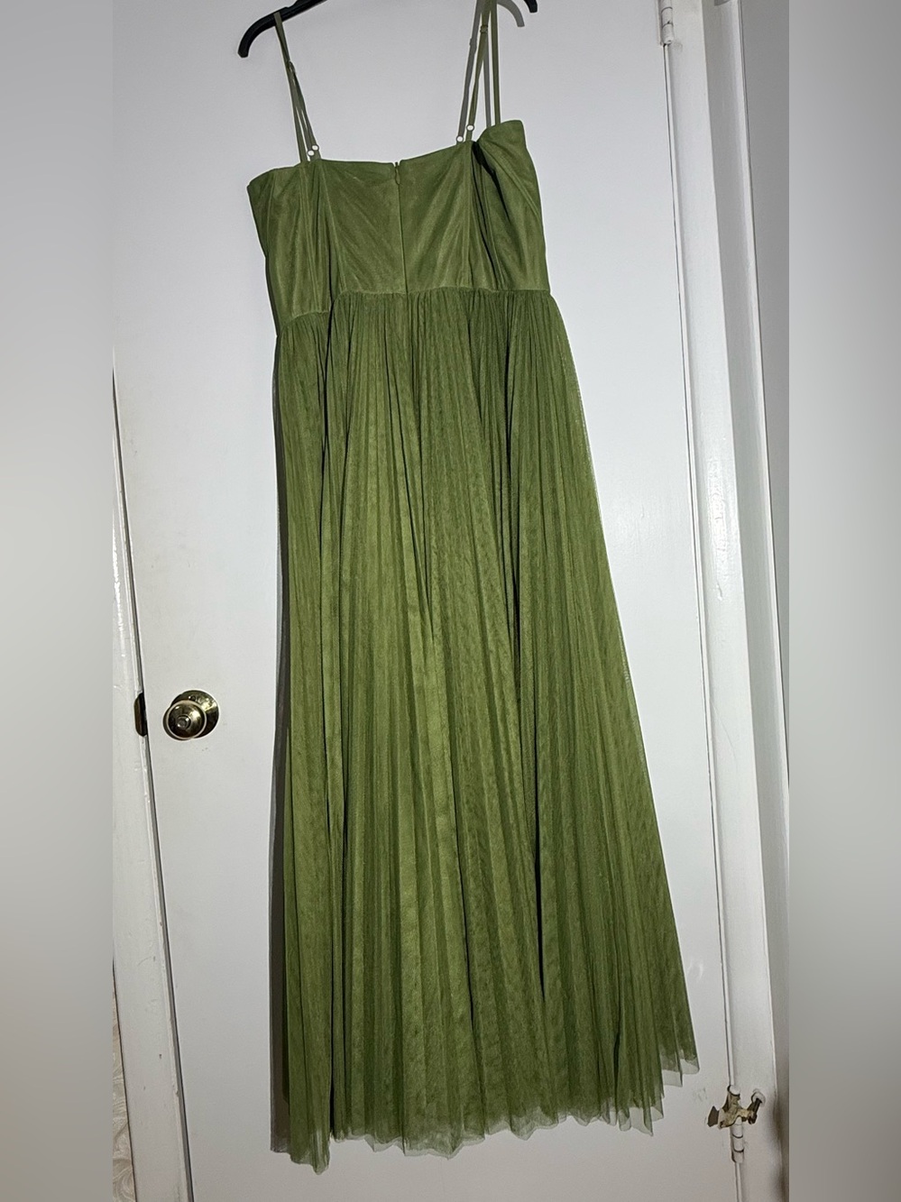 Hutch Anthropologie Olive Green Amara Corset Pleated Tulle Fit Flare Midi Dress - Picture 7 of 16
